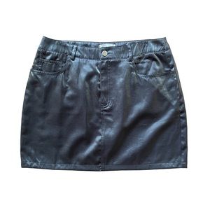 Gunmetal Iridescent Sheen High Waist Mini Skirt Large
